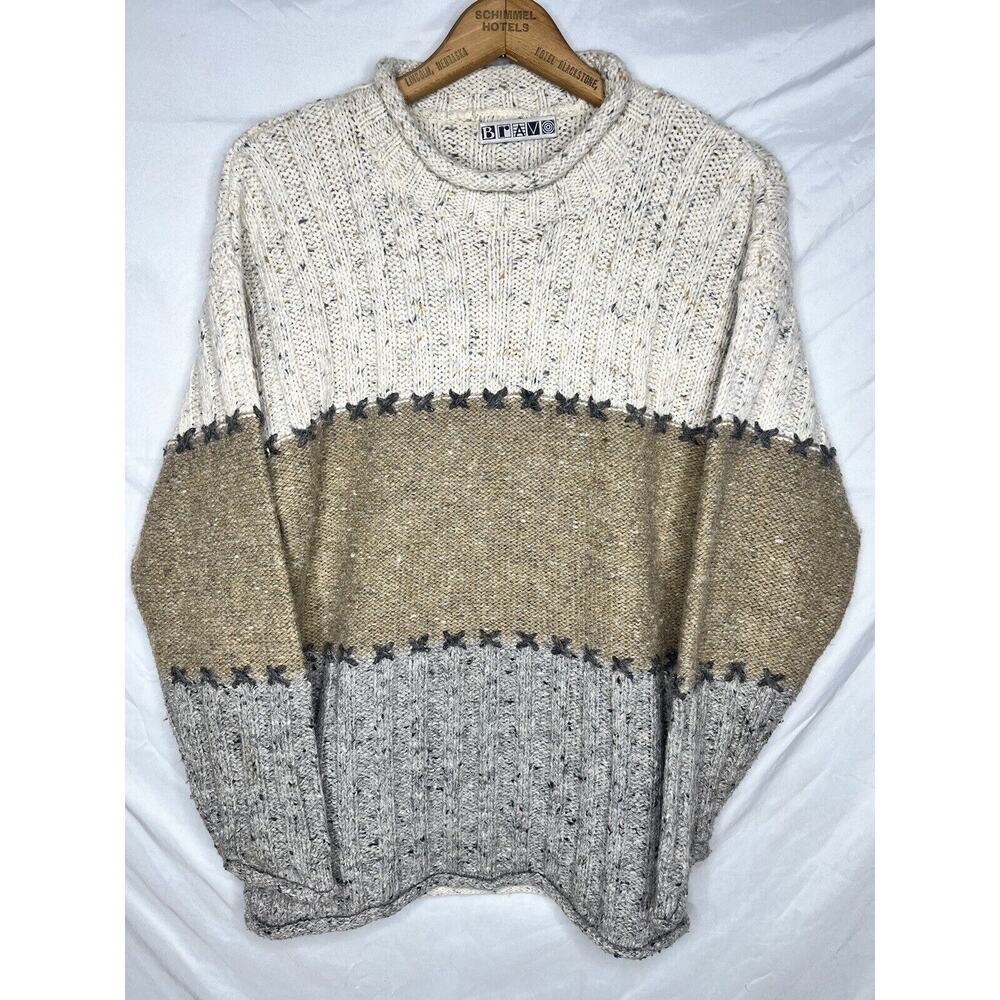 Bravo Roll Neck Sweater Pullover Wool Blend Mens Size Medium Vintage 1990s